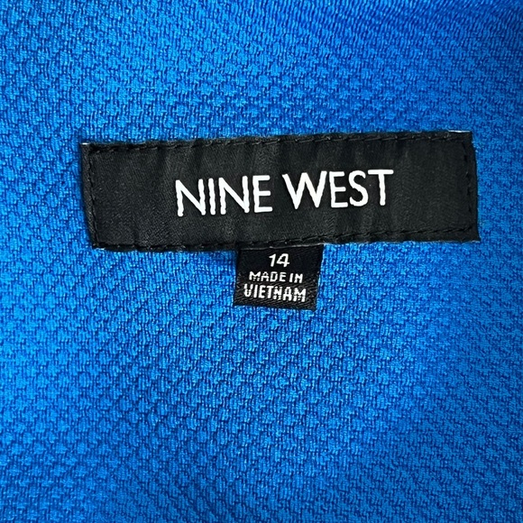 Nine West sz 14 Blue A-Line Midi Dress Preppy Professional boat Nautical coastal - Picture 9 of 11